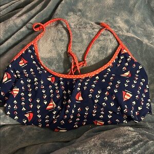 Sperry Sailboat Print Bikini Top in Navy and Red size large